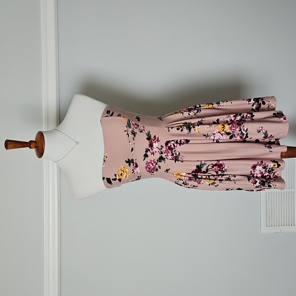 No Boundaries Floral Print Strapless Casual Mini Dress Pink S Juniors (3-5)